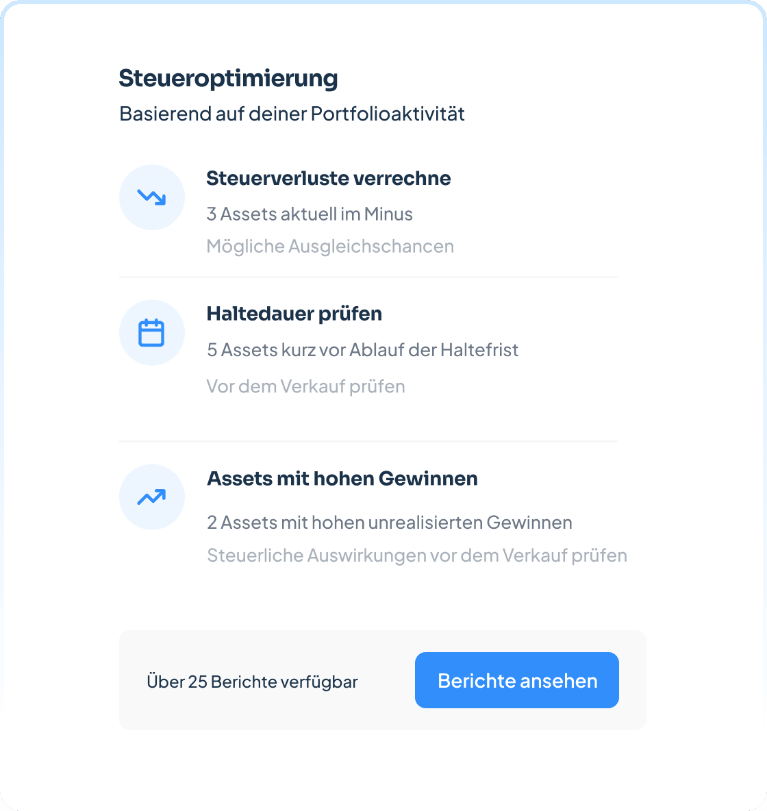 Optimierter Krypto-Steuerbericht
